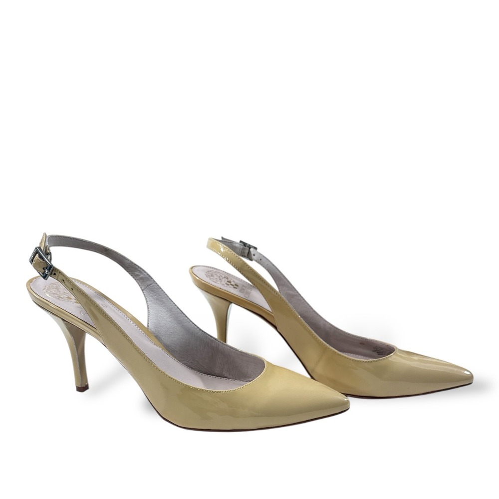 Vince Camuto Stefania Slingback Pumps Petal Nude Patent Leather Heels 10.5M‎ EUC - Picture 2 of 11